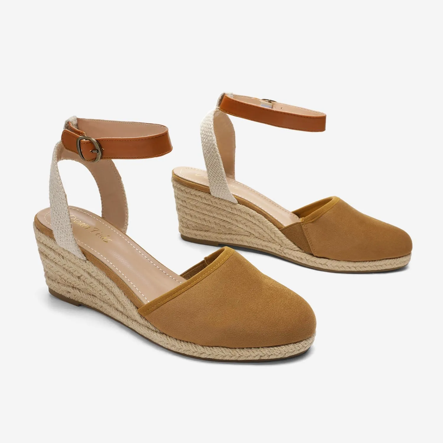 DREAM PAIRS Women's Ankle Strap Closed Toe Espadrille Wedge Heels Sandals
