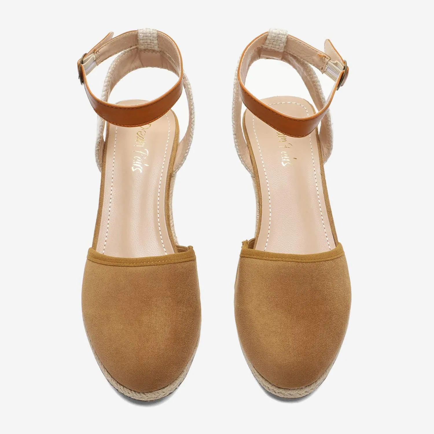 DREAM PAIRS Women's Ankle Strap Closed Toe Espadrille Wedge Heels Sandals