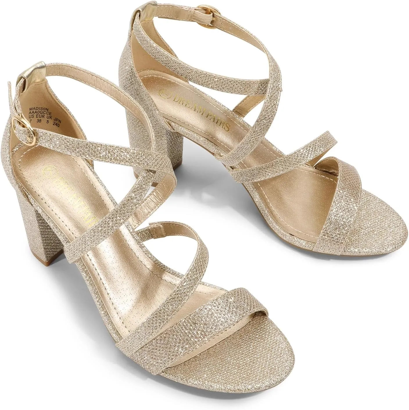 DREAM PAIRS Women’s Ankle Strap Dress Pump Low Chunky Heel Sandals