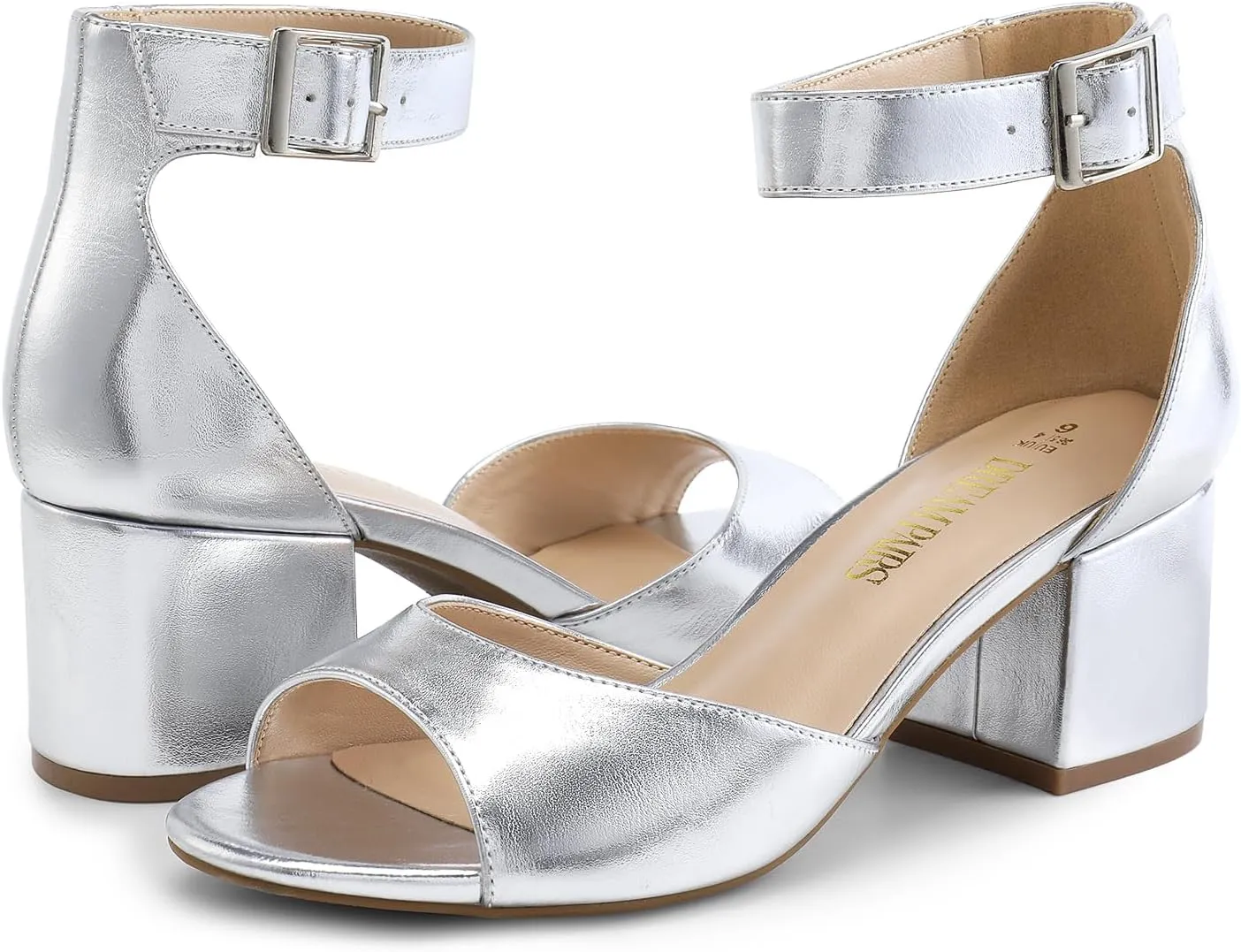 DREAM PAIRS Womens Chunkle Low Heel Pump Ankle Strap Dress Sandal