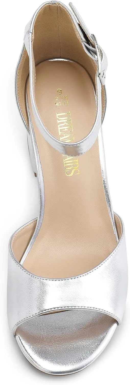DREAM PAIRS Womens Chunkle Low Heel Pump Ankle Strap Dress Sandal