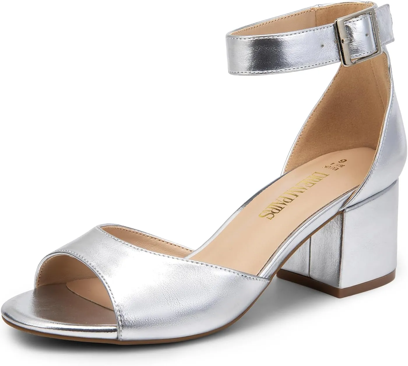 DREAM PAIRS Womens Chunkle Low Heel Pump Ankle Strap Dress Sandal