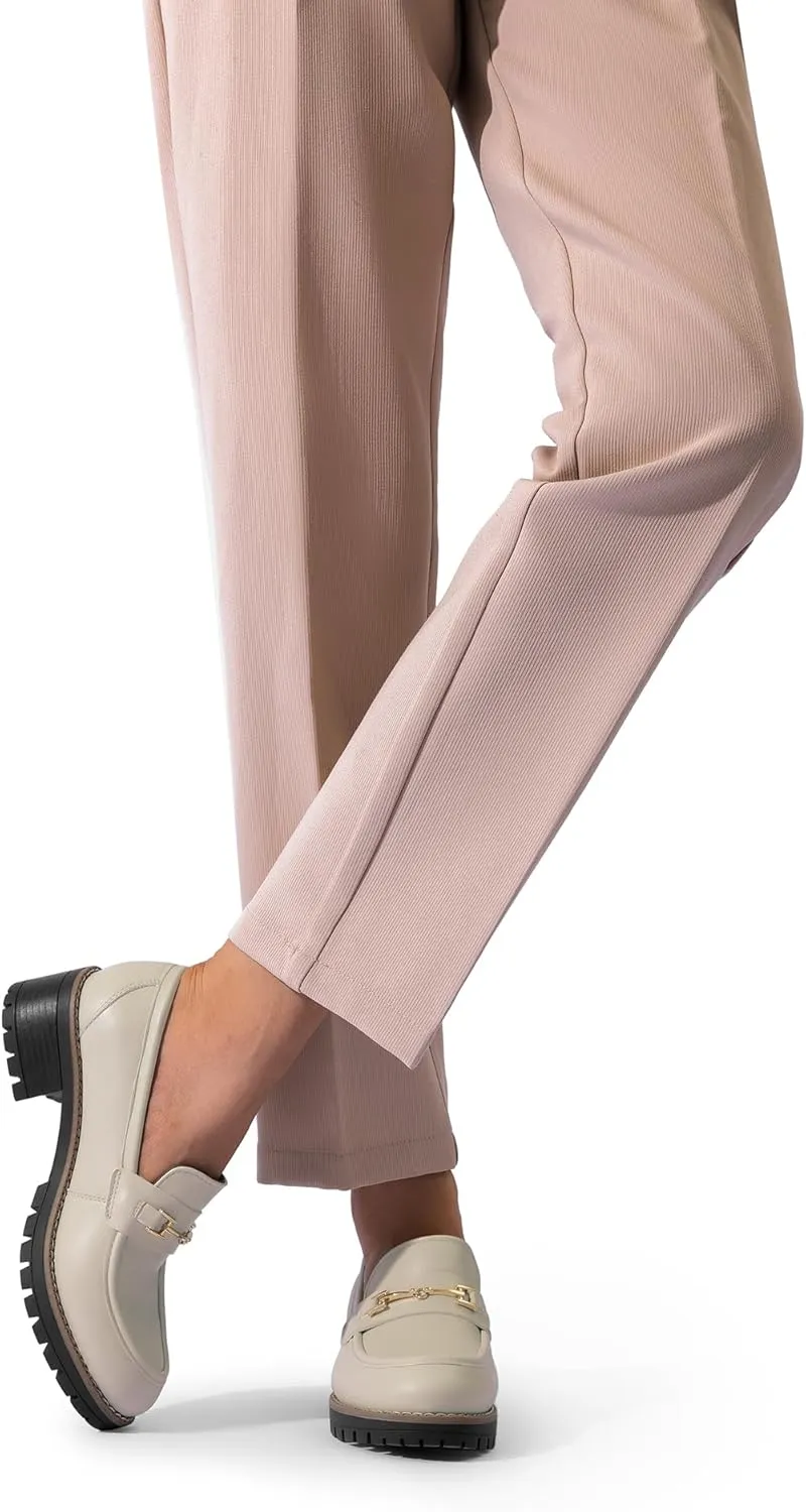 DREAM PAIRS Women's Chunky Loafers, Platform Comfortable Slip-On Dressy Business Casual Shoes