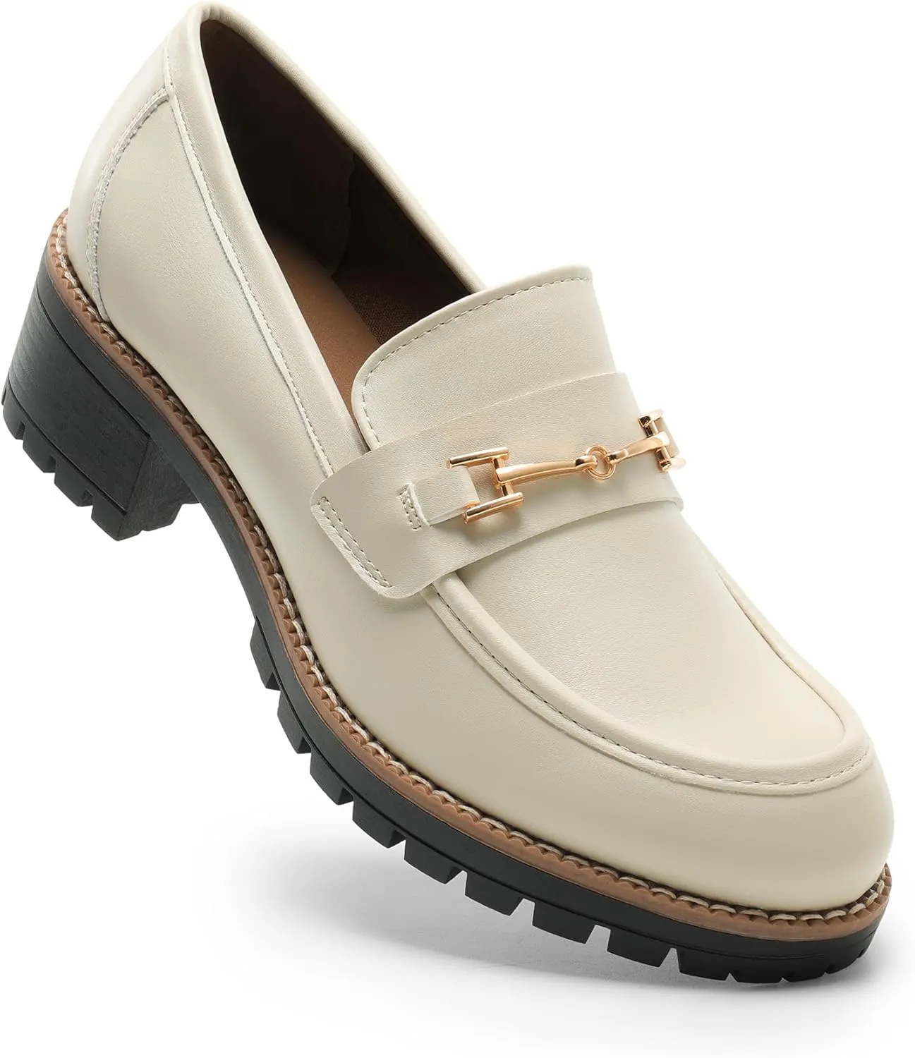 DREAM PAIRS Women's Chunky Loafers, Platform Comfortable Slip-On Dressy Business Casual Shoes
