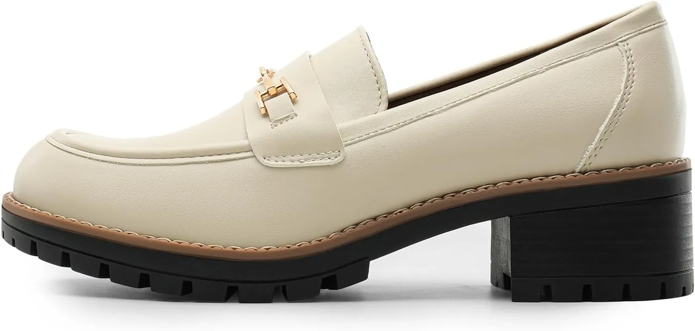 DREAM PAIRS Women's Chunky Loafers, Platform Comfortable Slip-On Dressy Business Casual Shoes