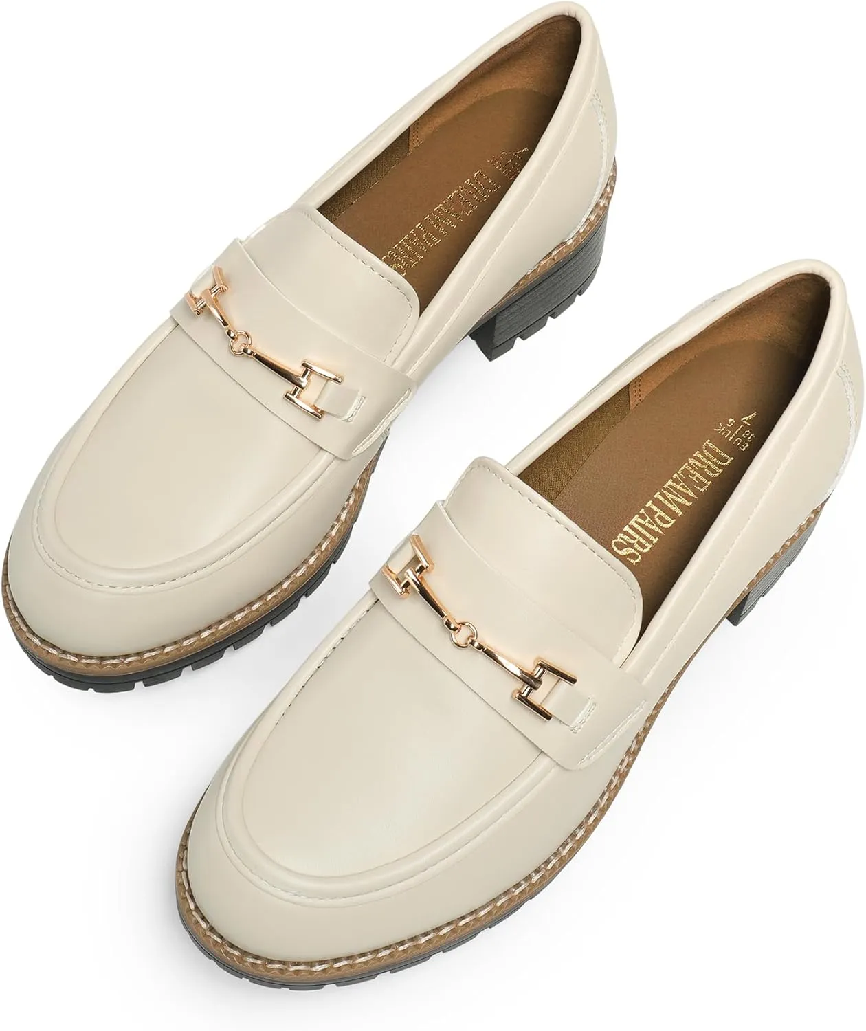 DREAM PAIRS Women's Chunky Loafers, Platform Comfortable Slip-On Dressy Business Casual Shoes