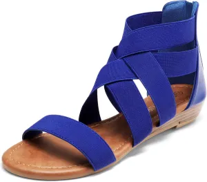 DREAM PAIRS Women's Elastic Ankle Strap Low Wedges Sandals