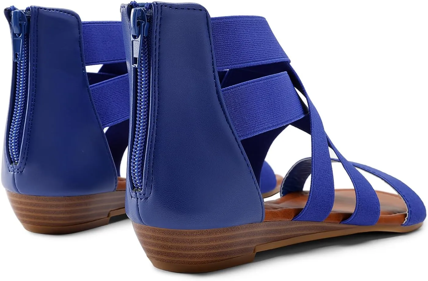 DREAM PAIRS Women's Elastic Ankle Strap Low Wedges Sandals