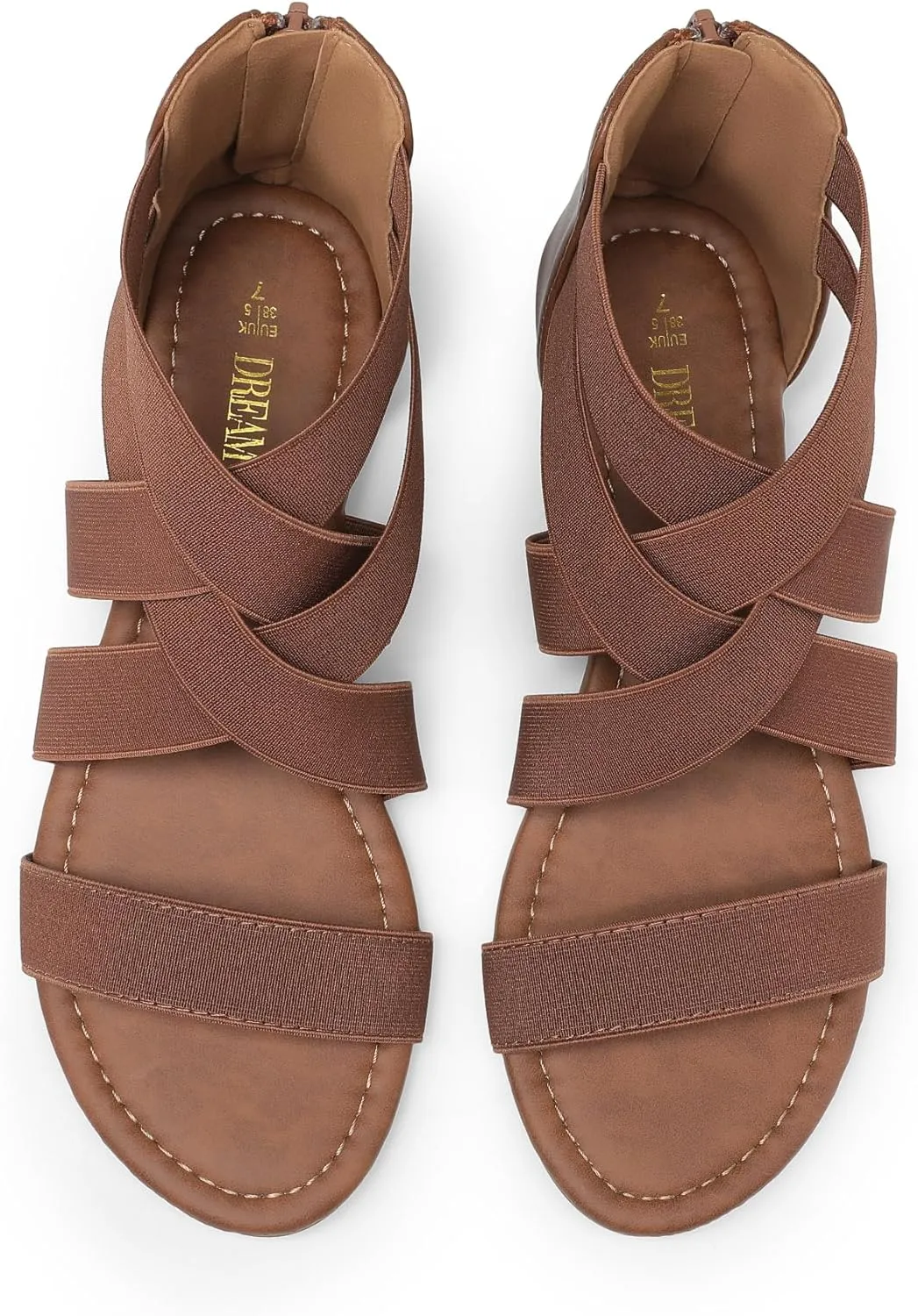 DREAM PAIRS Women's Elastic Ankle Strap Low Wedges Sandals