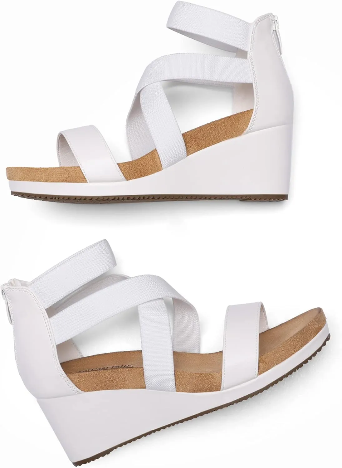 DREAM PAIRS Womens Elastic Ankle Strap Open Toe Platform Wedge Sandals Comfortable Summer Shoes