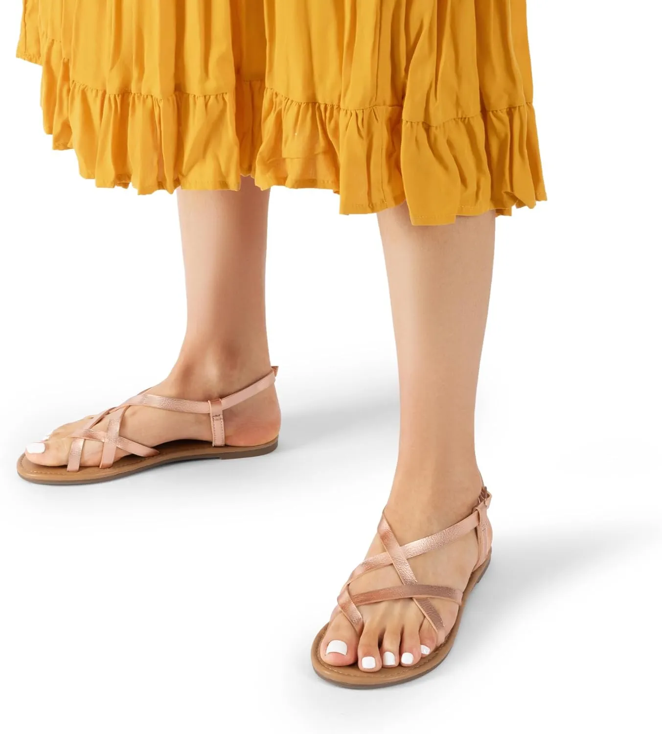 DREAM PAIRS Women's Flat Sandals Strappy Dressy Comfortable Ankle Strap Casual Summer Thong Sandals for Beach