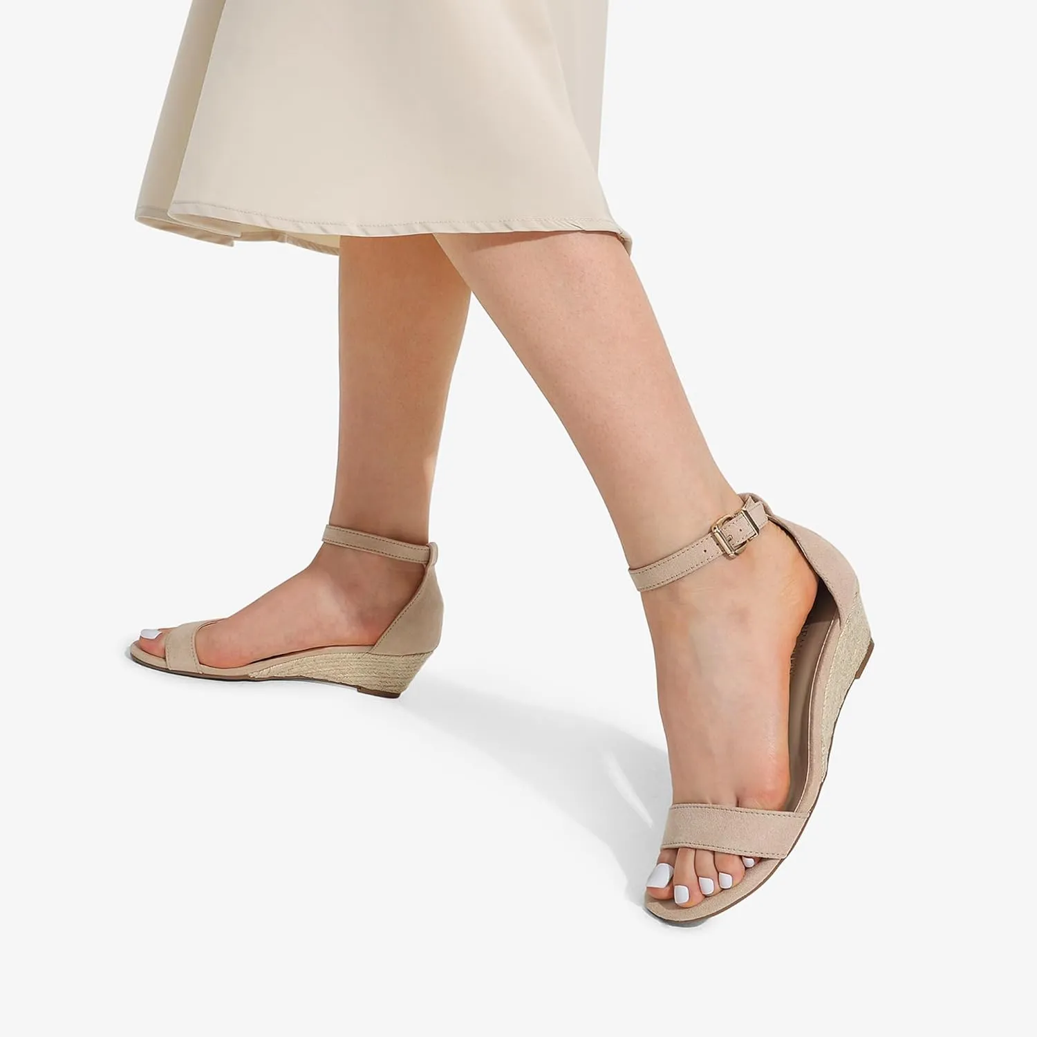 DREAM PAIRS Women's Ingrid Ankle Strap Low Wedge Sandal