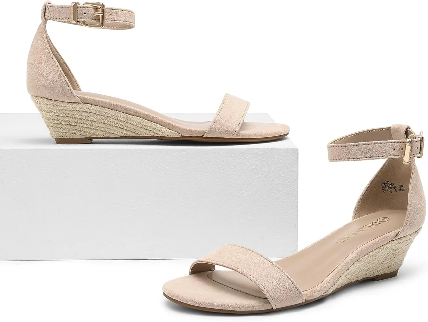 DREAM PAIRS Women's Ingrid Ankle Strap Low Wedge Sandal