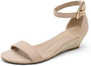 DREAM PAIRS Women's Ingrid Ankle Strap Low Wedge Sandal