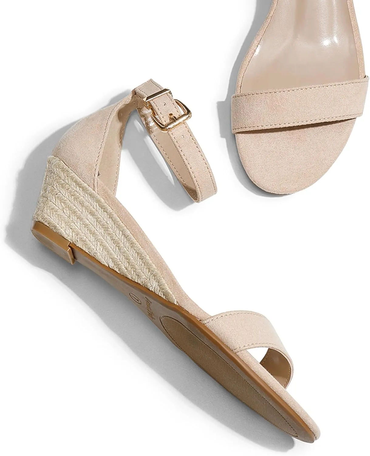 DREAM PAIRS Women's Ingrid Ankle Strap Low Wedge Sandal