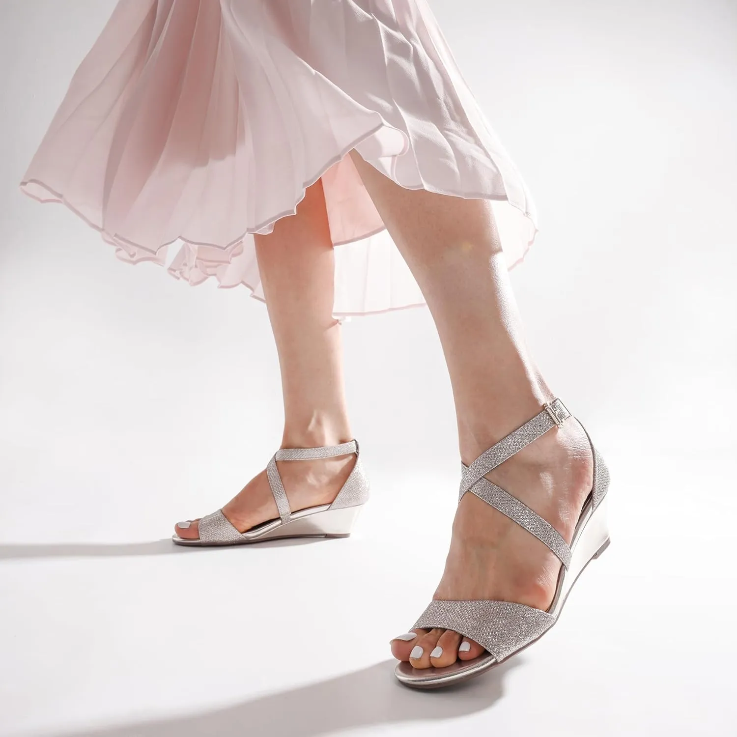 DREAM PAIRS Women's Low Wedge Sandals Ankle Strap Heel Sandal Open Toe Wide Dress Summer Shoes