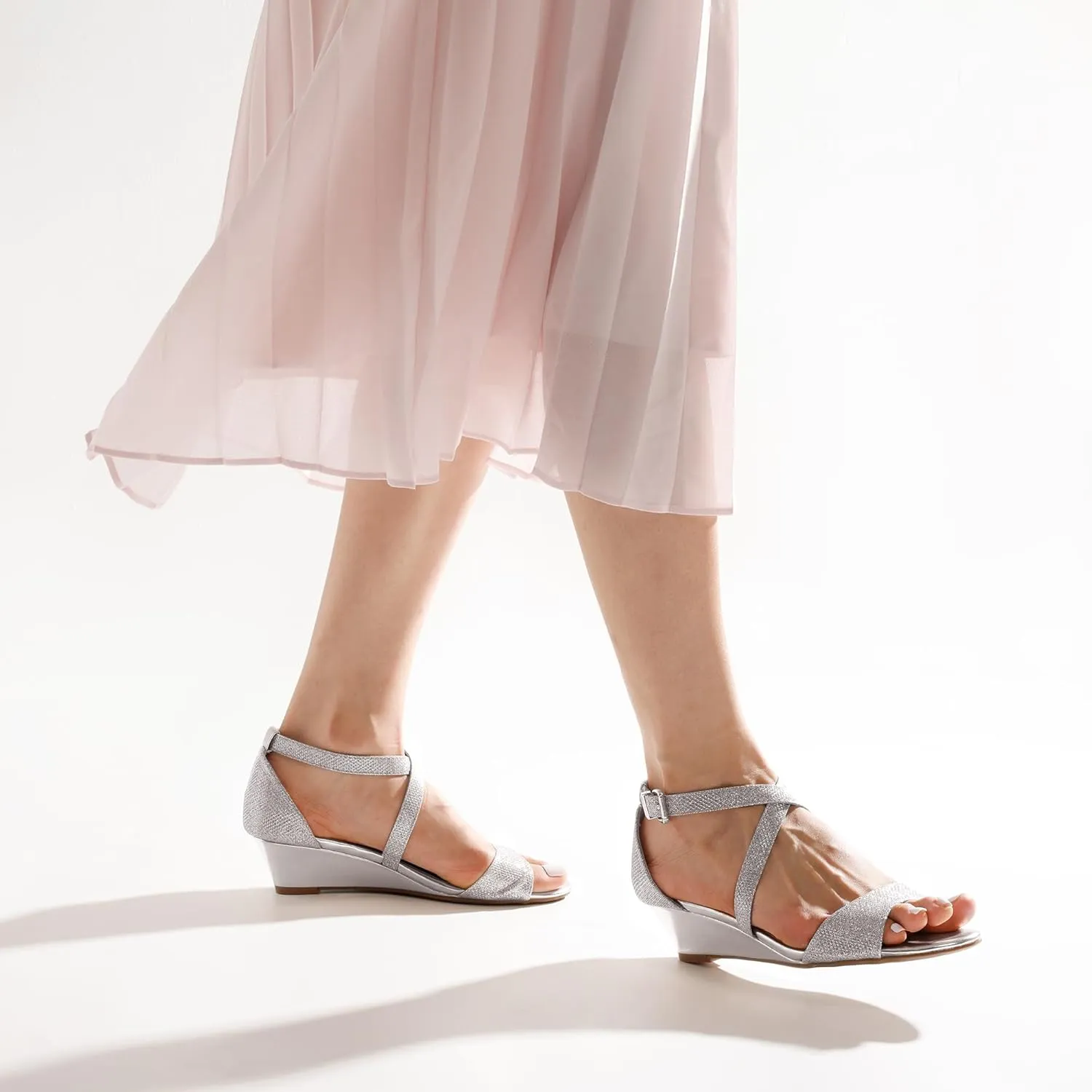 DREAM PAIRS Women's Low Wedge Sandals Ankle Strap Heel Sandal Open Toe Wide Dress Summer Shoes