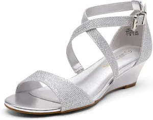 DREAM PAIRS Women's Low Wedge Sandals Ankle Strap Heel Sandal Open Toe Wide Dress Summer Shoes