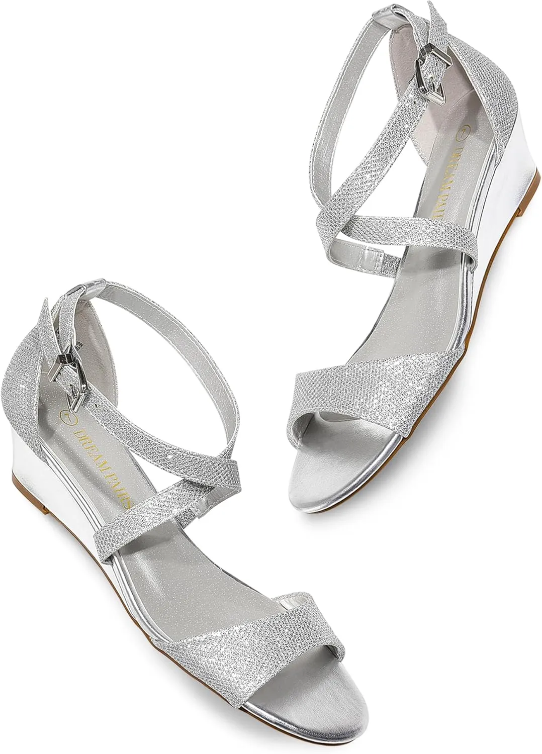 DREAM PAIRS Women's Low Wedge Sandals Ankle Strap Heel Sandal Open Toe Wide Dress Summer Shoes