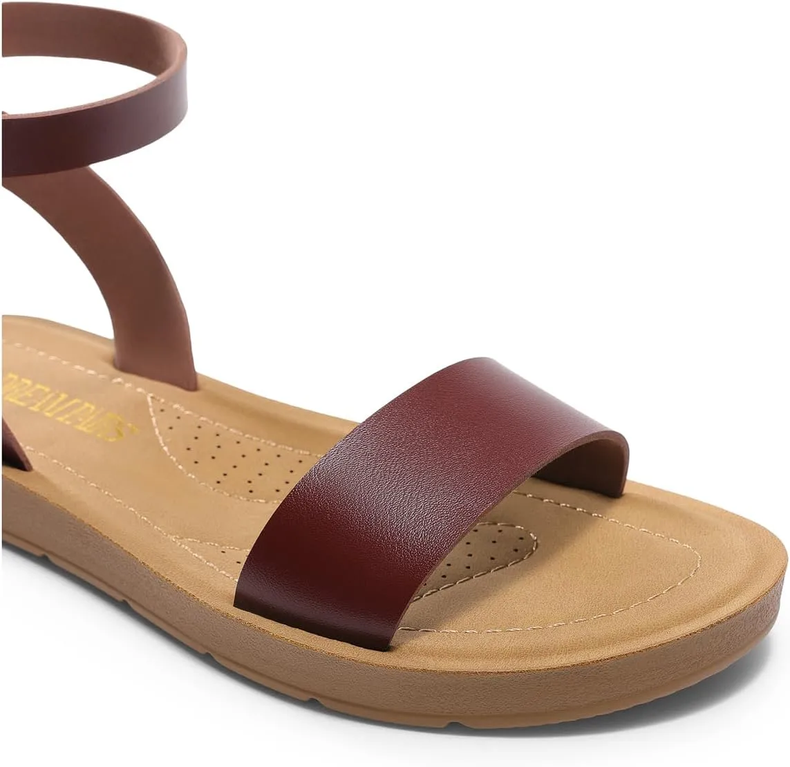 DREAM PAIRS Women’s One Band Ankle Strap Buckle Flat Sandals