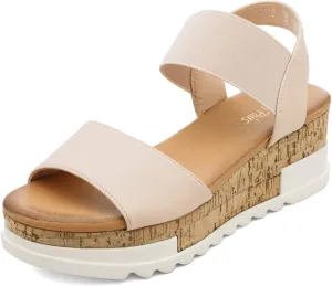 DREAM PAIRS Women's Open Toe Ankle Strap Casual Flatform Platform Wedges Sandals