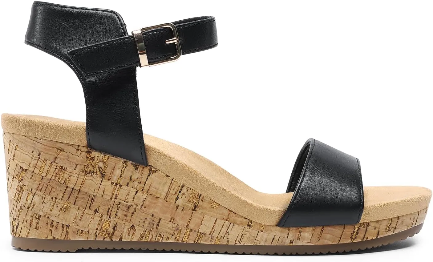 DREAM PAIRS Women's Open Toe Buckle Ankle Strap Platform Wedge Sandals Women 2025