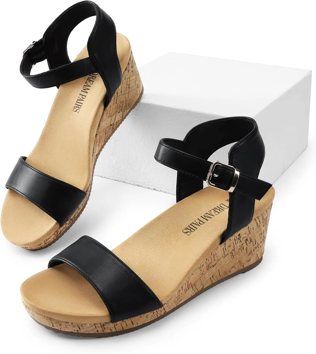 DREAM PAIRS Women's Open Toe Buckle Ankle Strap Platform Wedge Sandals Women 2025