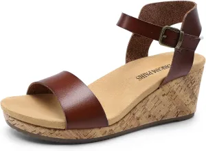 DREAM PAIRS Women's Open Toe Buckle Ankle Strap Platform Wedge Sandals