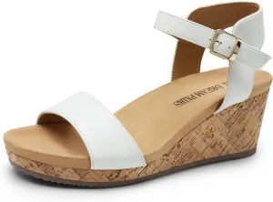 DREAM PAIRS Women's Open Toe Buckle Ankle Strap Platform Wedge Sandals