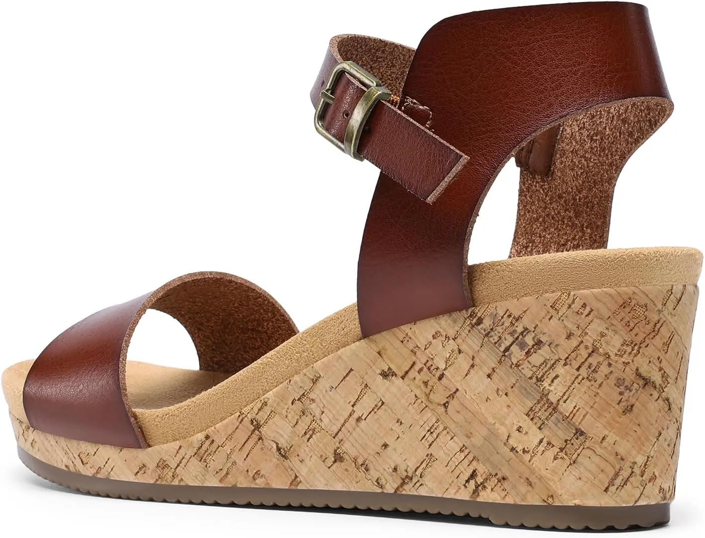 DREAM PAIRS Women's Open Toe Buckle Ankle Strap Platform Wedge Sandals