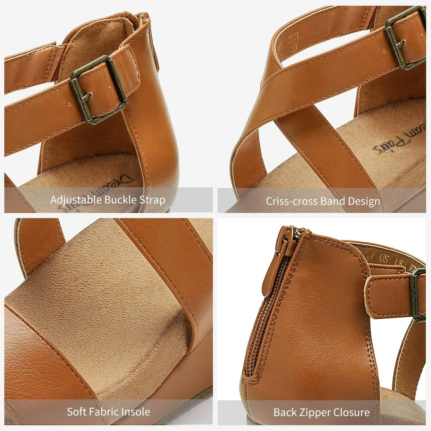DREAM PAIRS Women's Open Toe Buckle Ankle Strap Summer Platform Wedge Sandals