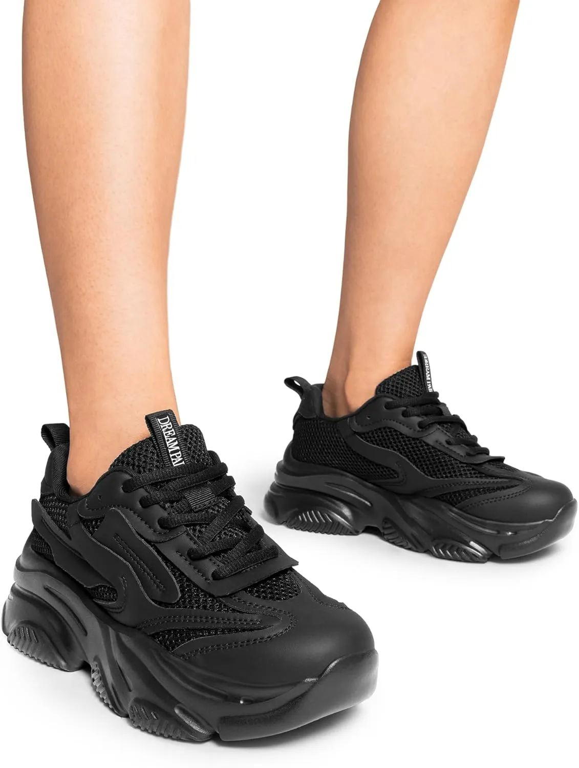 DREAM PAIRS Women's Platform Chunky Fashion Sneakers Jaxon Walking Lace-Up Comfortable Dad Sneakers Workout Sport Work Casual Tennis Shoes