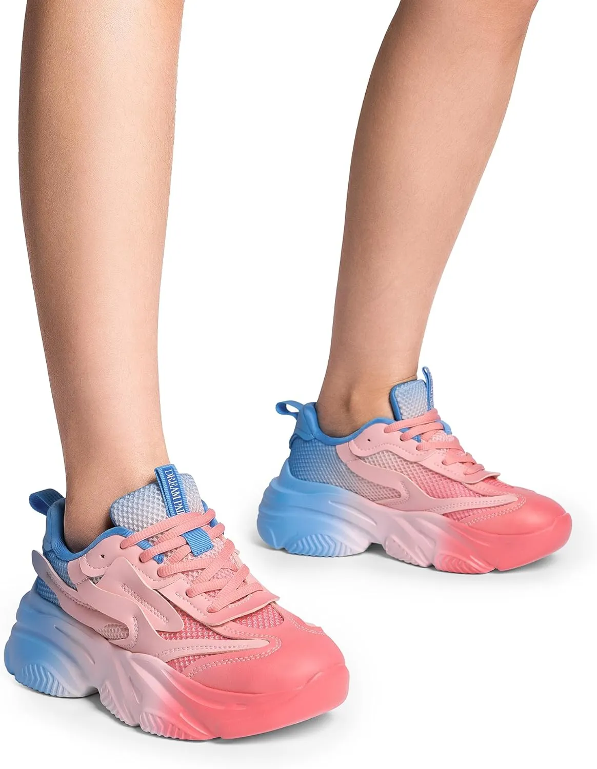 DREAM PAIRS Women's Platform Chunky Fashion Sneakers Jaxon Walking Lace-Up Comfortable Dad Sneakers Workout Sport Work Casual Tennis Shoes