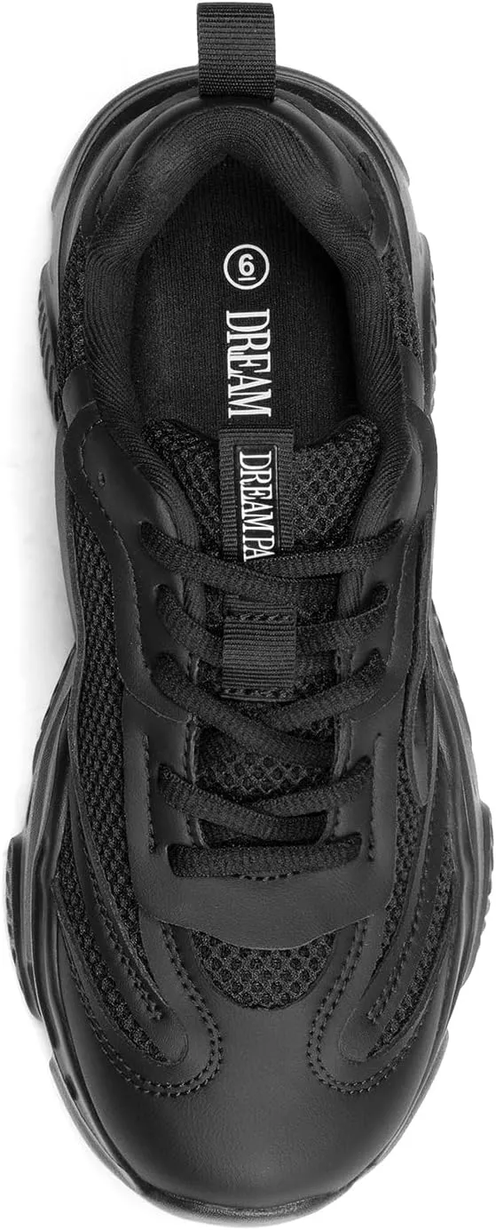 DREAM PAIRS Women's Platform Chunky Fashion Sneakers Jaxon Walking Lace-Up Comfortable Dad Sneakers Workout Sport Work Casual Tennis Shoes