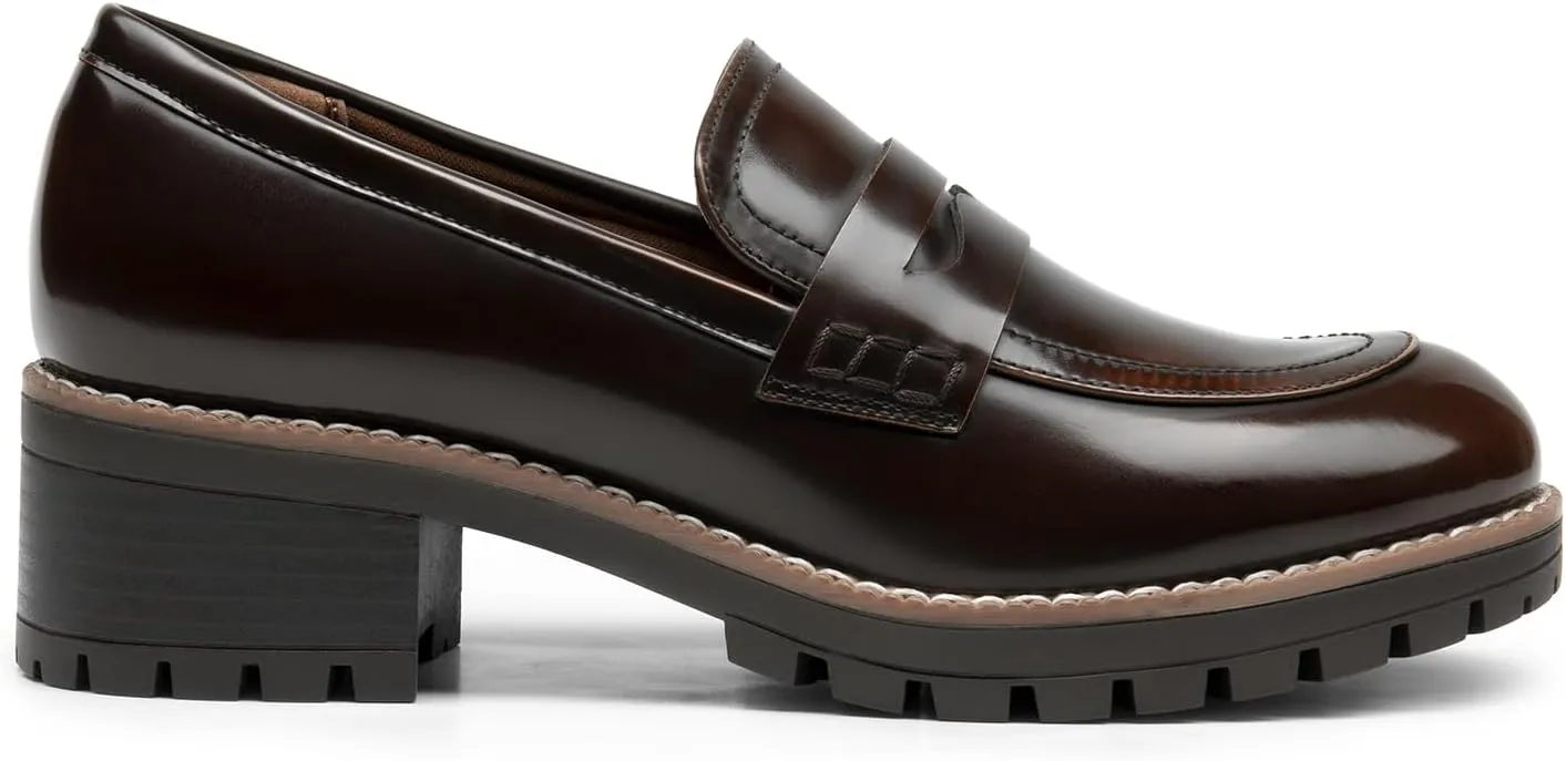 DREAM PAIRS Women's Platform Chunky Heeled Loafers, Womens Business Casual Shoes