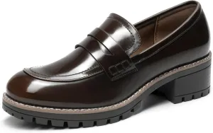 DREAM PAIRS Women's Platform Chunky Heeled Loafers, Womens Business Casual Shoes