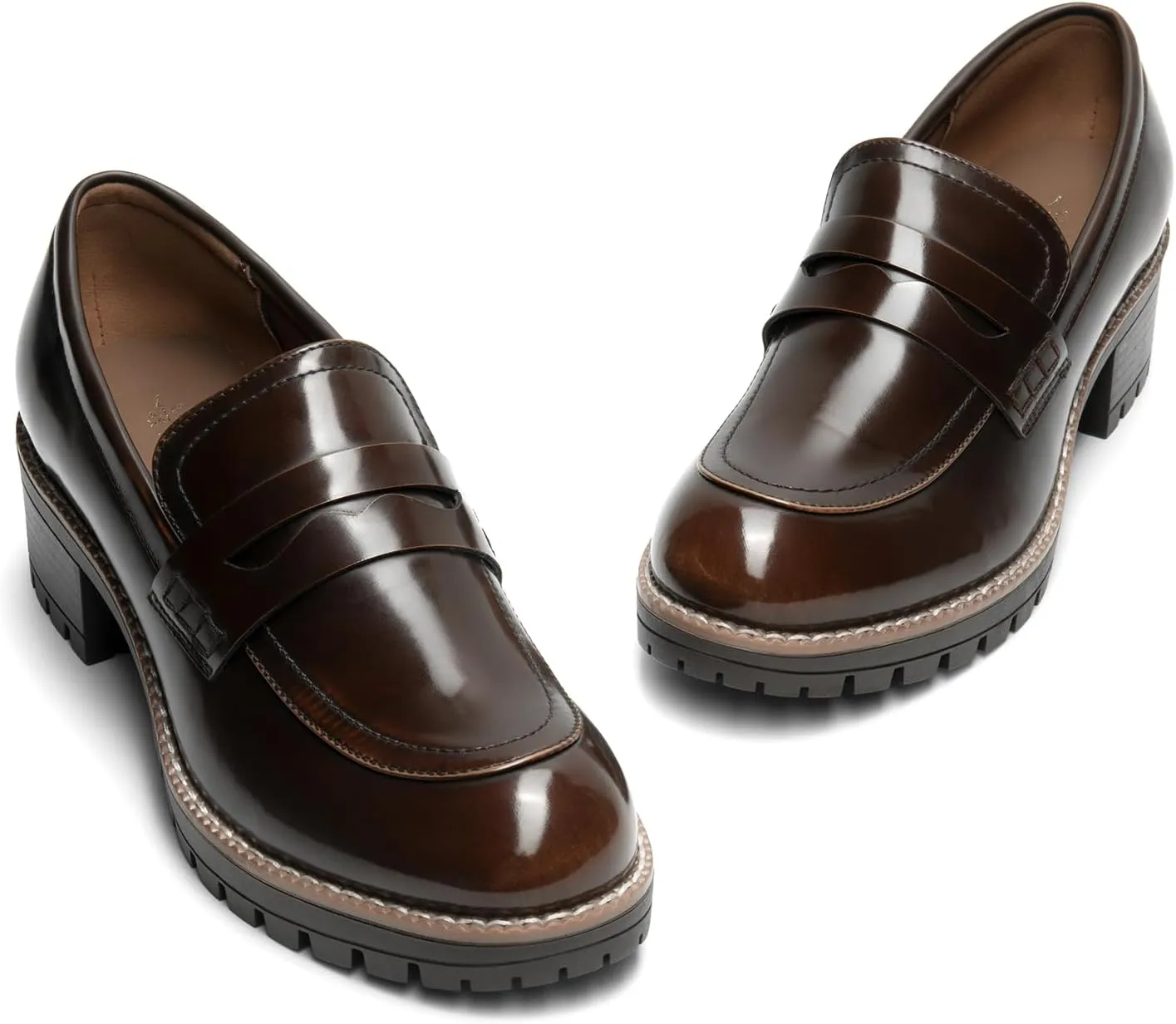 DREAM PAIRS Women's Platform Chunky Heeled Loafers, Womens Business Casual Shoes