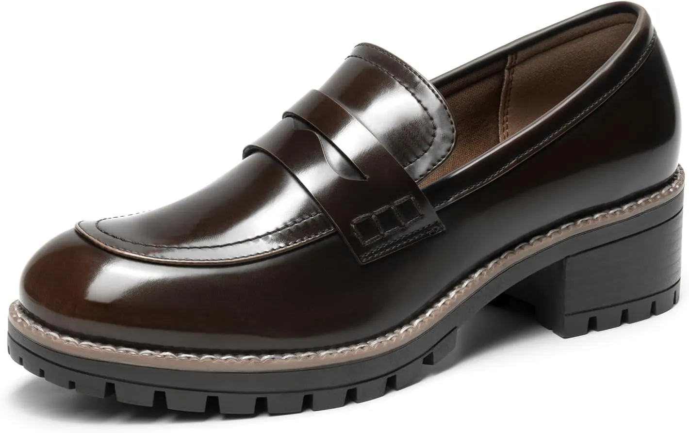 DREAM PAIRS Women's Platform Chunky Heeled Loafers, Womens Business Casual Shoes
