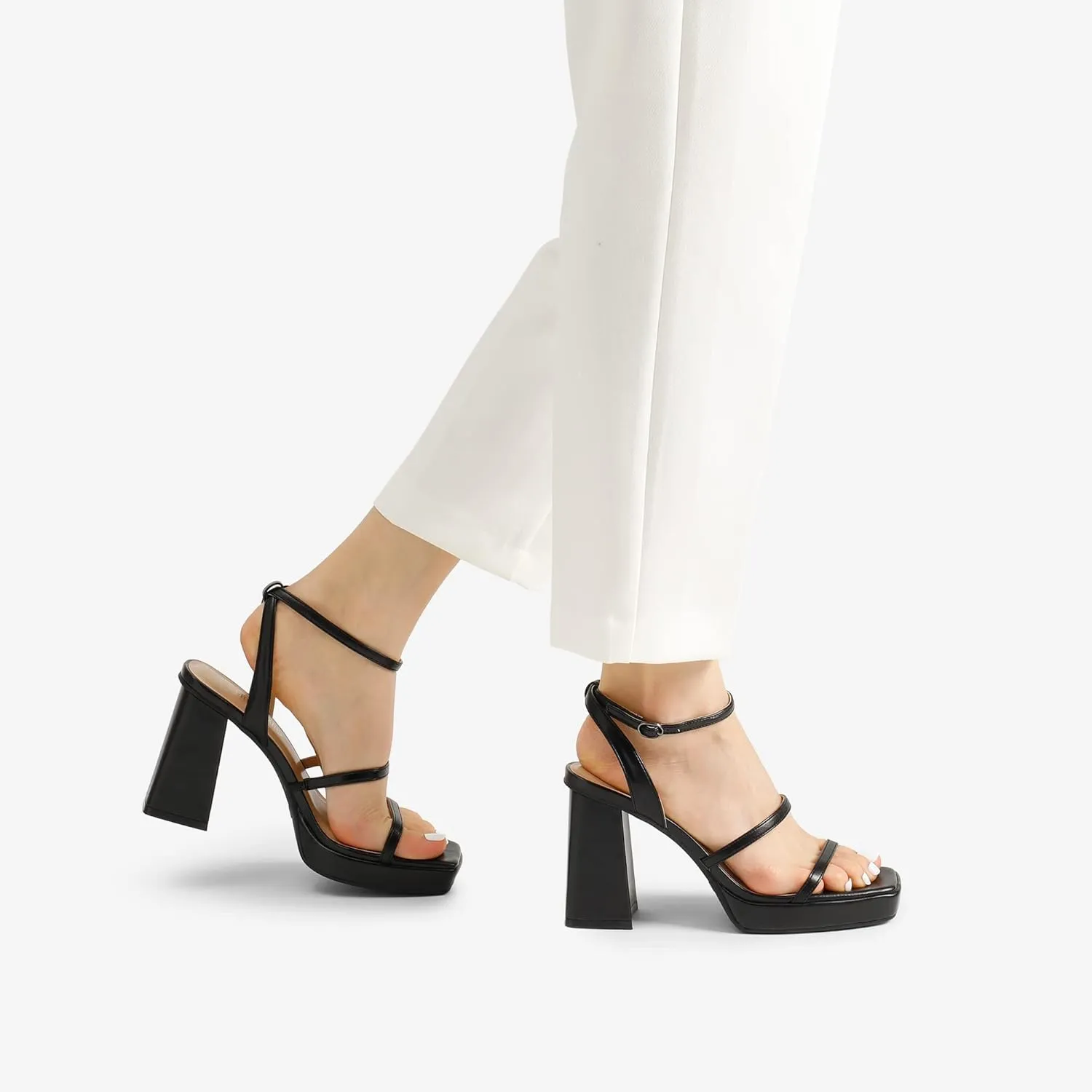 DREAM PAIRS Women's Platform Strappy Heels Open Toe Ankle Strap Square Party Sandals Y2K Dress Shoes