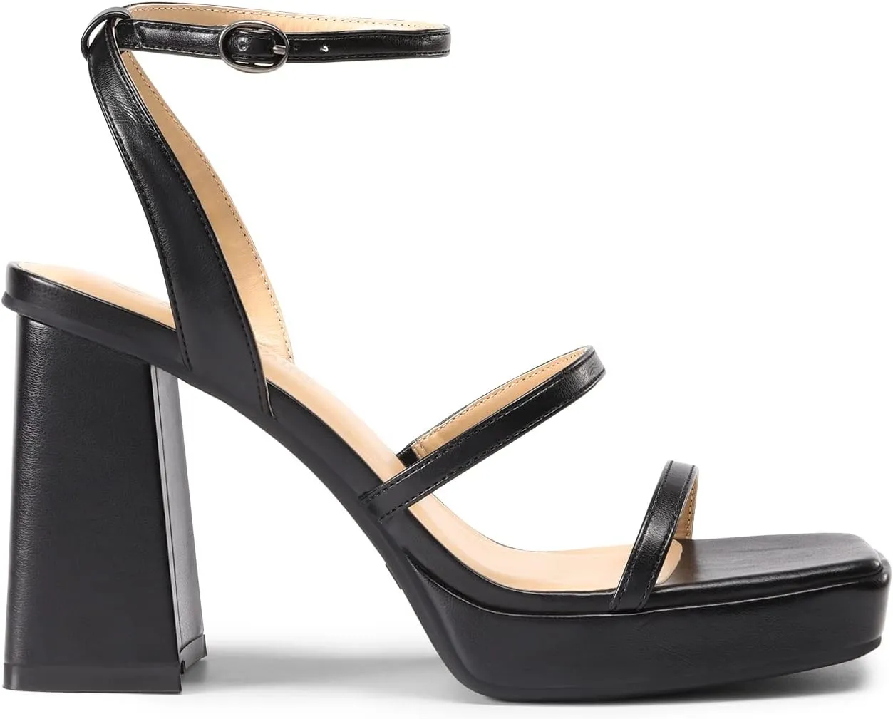 DREAM PAIRS Women's Platform Strappy Heels Open Toe Ankle Strap Square Party Sandals Y2K Dress Shoes