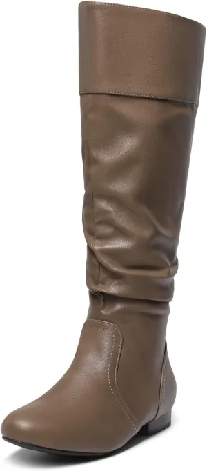 DREAM PAIRS Women's Wide Calf Knee High Pull On Fall Weather Winter Boots
