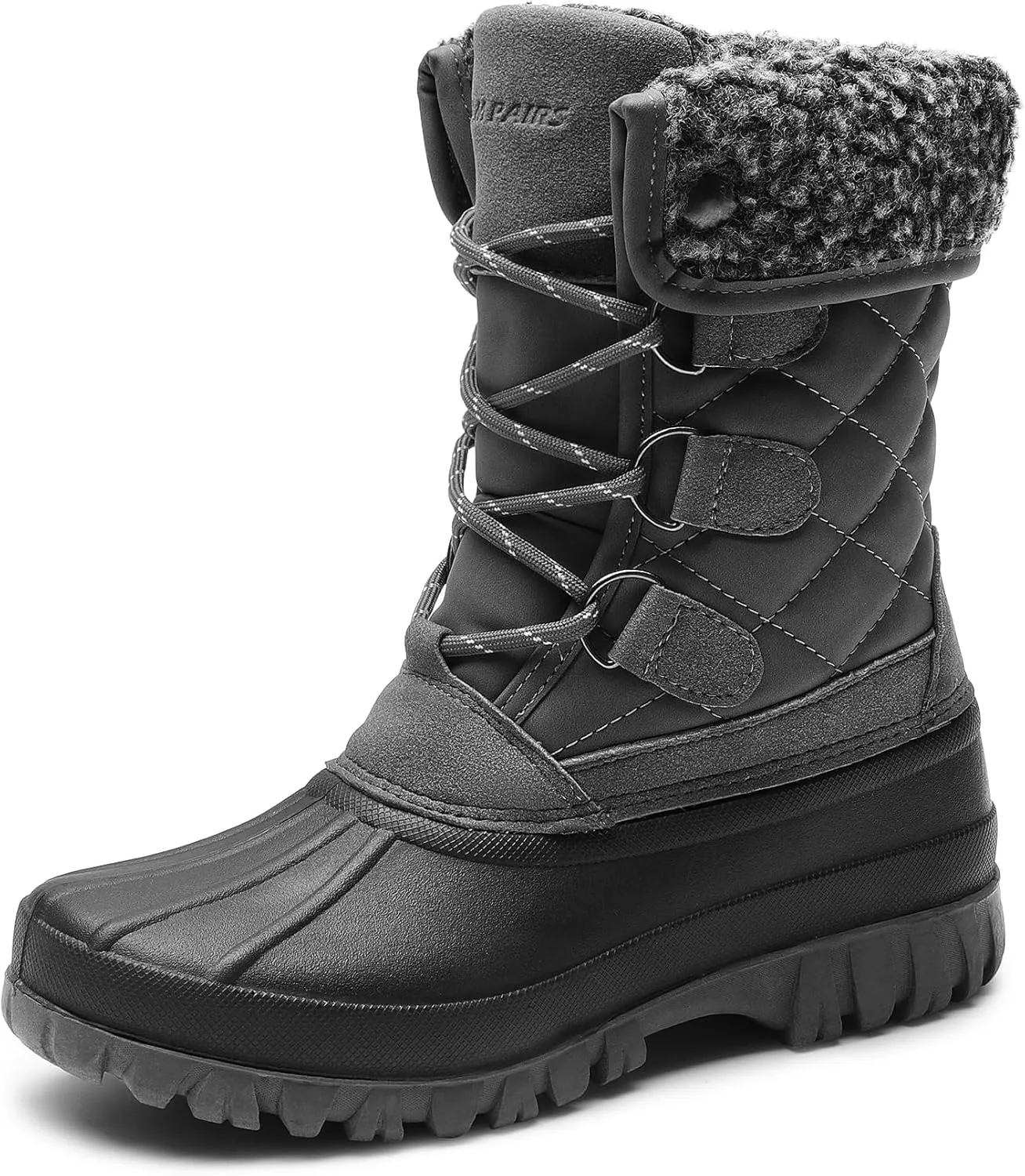 DREAM PAIRS Women's Winter Duck Boots Mid Calf Warm Insulated Faux Fur Lined Waterproof Lace Up Snow Boots