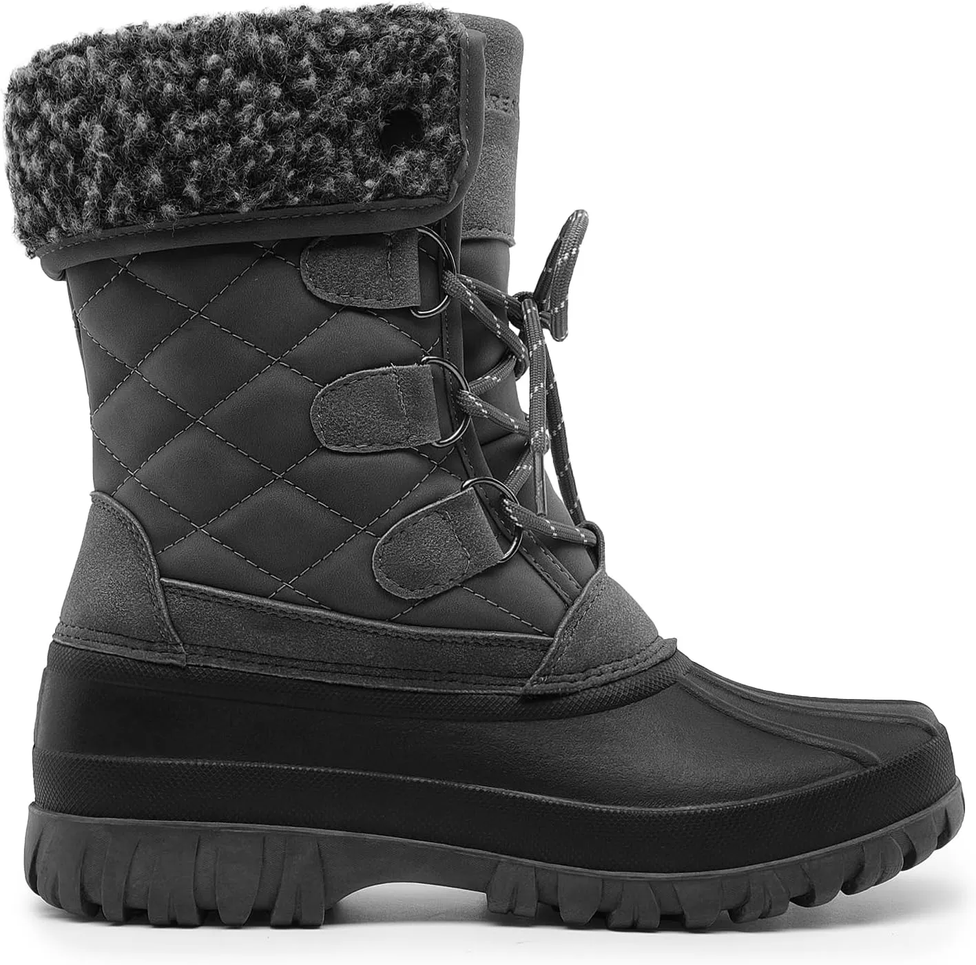DREAM PAIRS Women's Winter Duck Boots Mid Calf Warm Insulated Faux Fur Lined Waterproof Lace Up Snow Boots