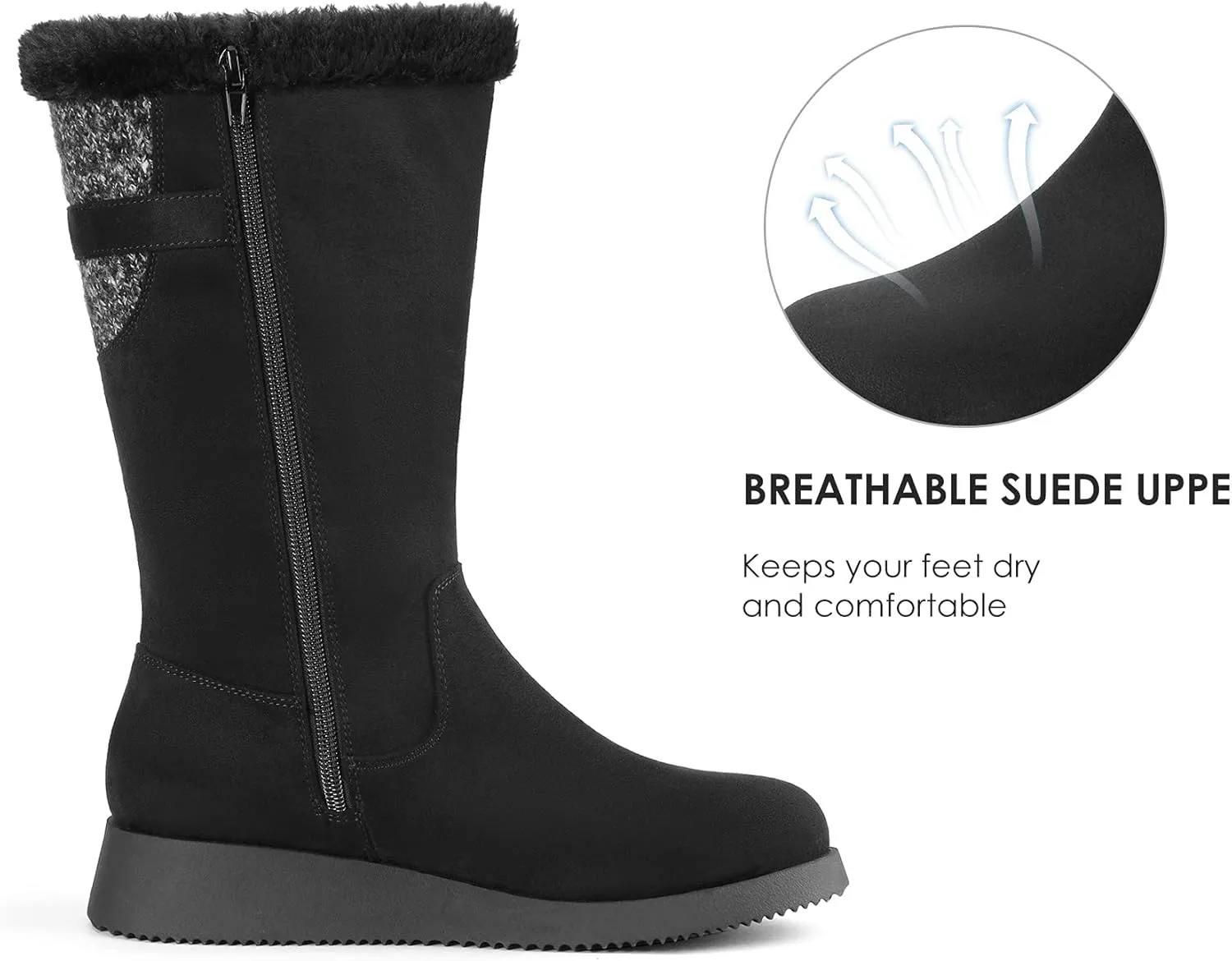 DREAM PAIRS Womens Winter Snow Boots Mid-Calf Fashion Furry Warm Tall Boot