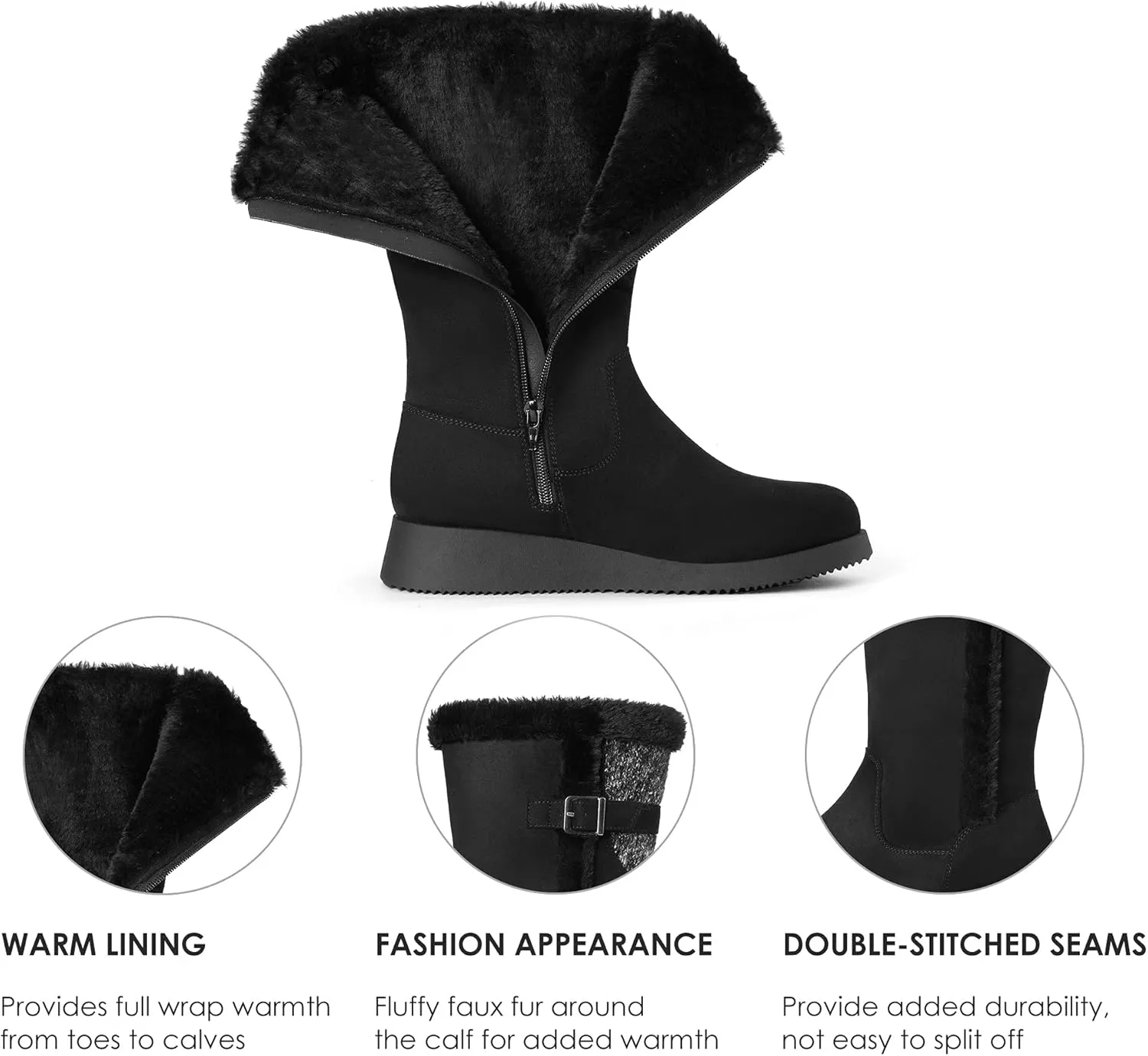 DREAM PAIRS Womens Winter Snow Boots Mid-Calf Fashion Furry Warm Tall Boot