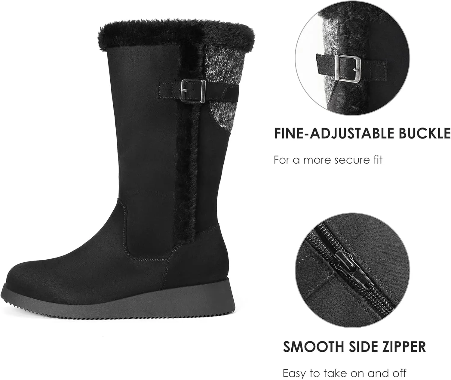 DREAM PAIRS Womens Winter Snow Boots Mid-Calf Fashion Furry Warm Tall Boot