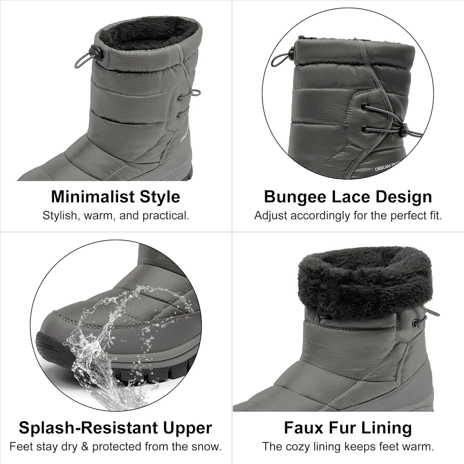 DREAM PAIRS Women's Winter Snow Boots Waterproof Lightweight Warm Fashion Janara Mid Calf Boot