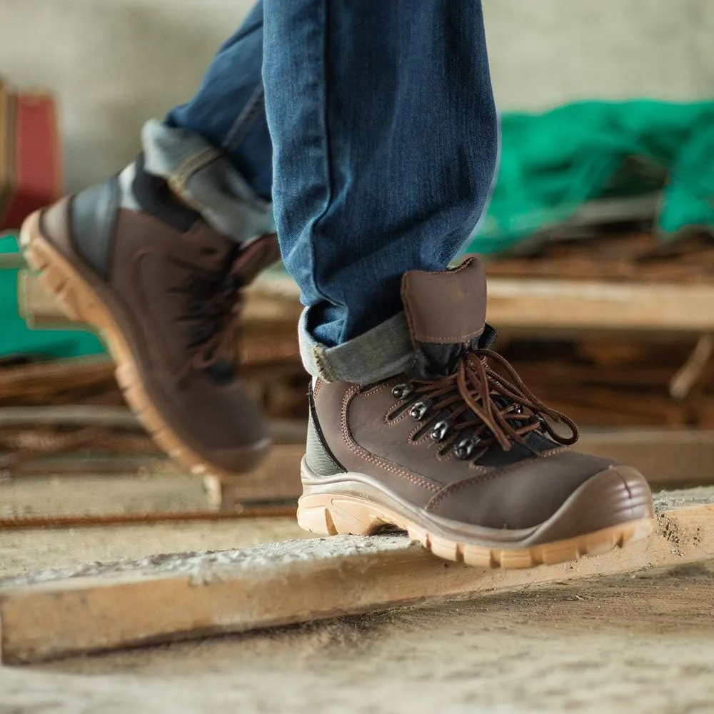 DRKA Men's Steel Toe Work Boots Water Resistant Safety Shoes