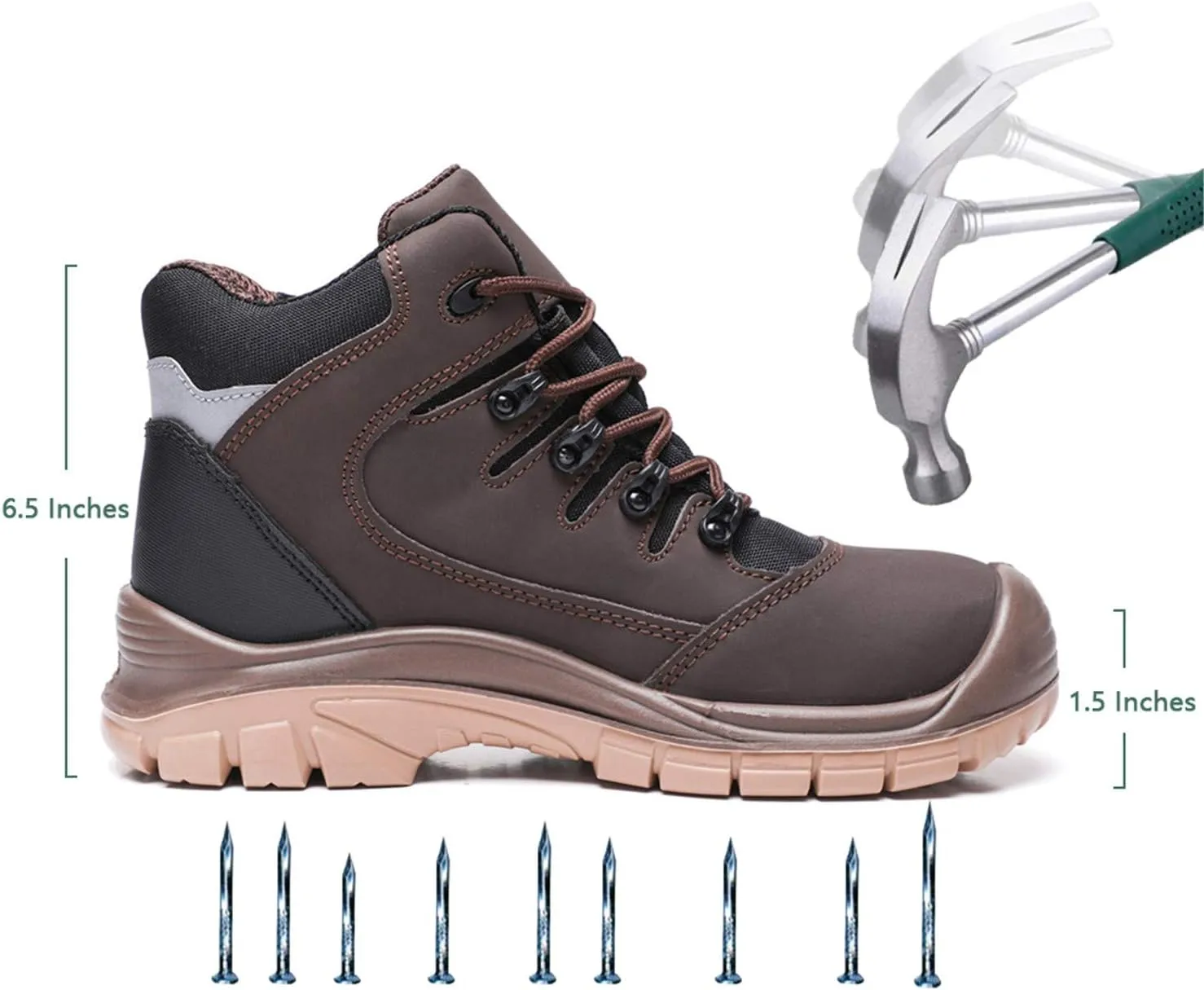 DRKA Men's Steel Toe Work Boots Water Resistant Safety Shoes
