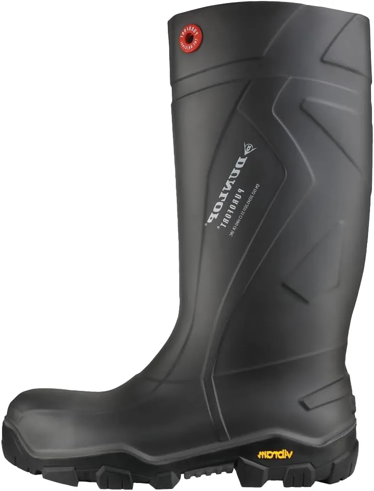 DUNLOP Men's High-top Rubber Boot with Flat Heel and Buckle Closure Protective Footwear